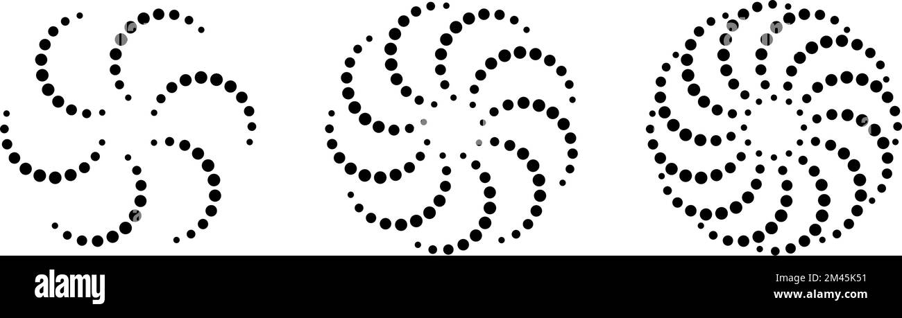 Punkt radiale Kreislinien. Geometrische Linien mit kreisförmiger Strahlgeschwindigkeit. Symbol für Sonnensterne. Abstraktes, halftonfarbenes Design-Element im Streifenmuster. Bewegungslinien Stock Vektor