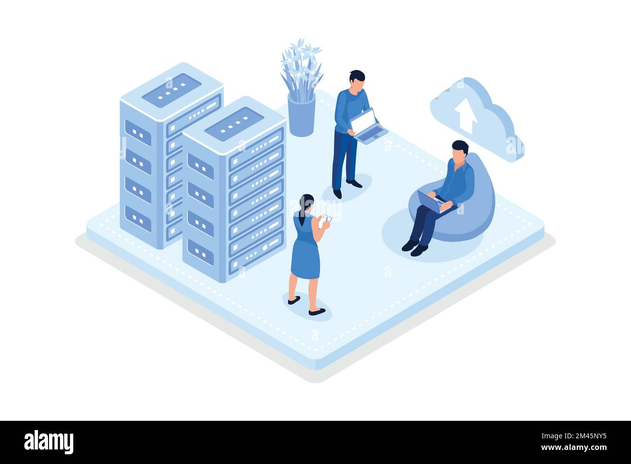 Big Data und Cloud Computing, isometrische Vektordarstellung Stock Vektor