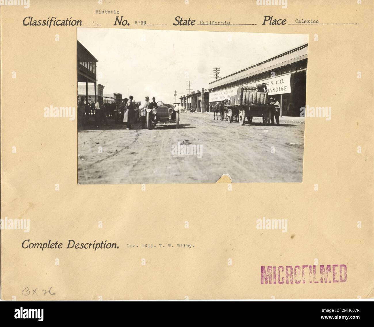 Calexico, Kalifornien. Originalüberschrift: November 1911. T. W. Wilby. Staat: Kalifornien Ort: Calexico. Stockfoto