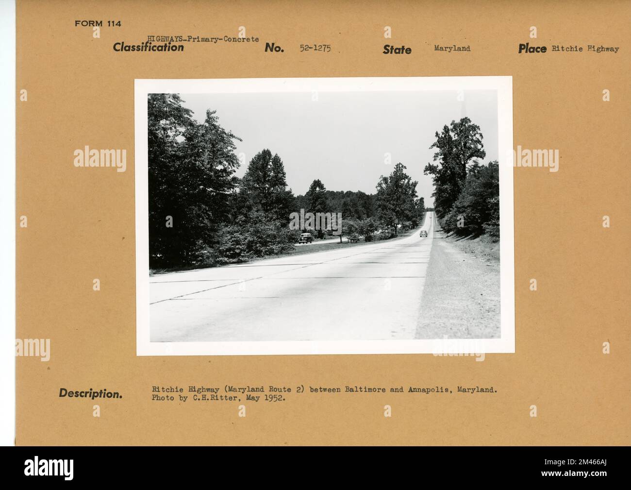 Ritchie Highway (Maryland Route 2) zwischen Baltimore und Annapolis. Originalüberschrift: Ritchie Highway (Maryland Route 2) zwischen Baltimore und Annapolis. Foto: C. H. Ritter. Mai 1952. Bundesstaat: Maryland. Ort: Ritchie Highway. Stockfoto
