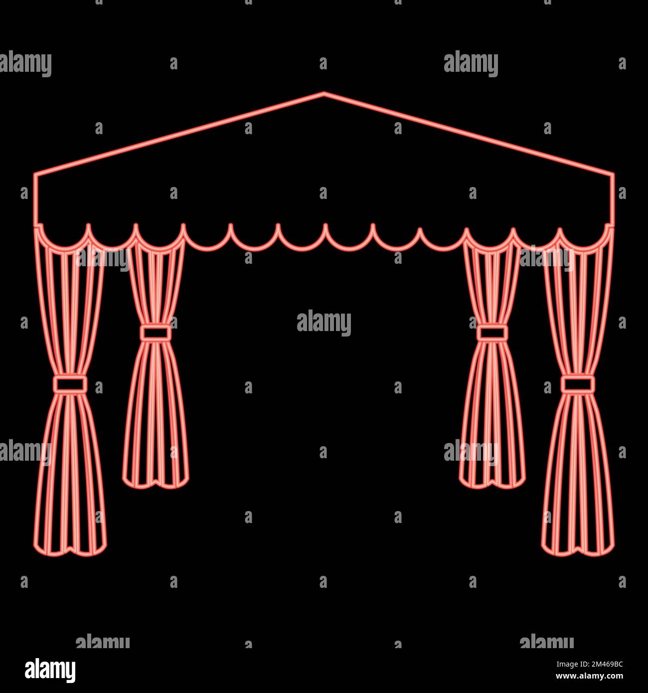 Neon-Baldachin Pop-Up-Zelt Commercial Pavillon Awning for Rest Marquee Chuppah rote Vektorzeichnung Bild flache Leuchte Stock Vektor