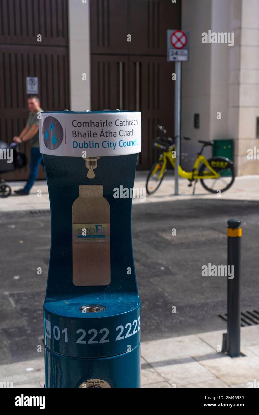 Kostenlose Nachfüllstation für frisches Wasser, Dublin City, Irland Stockfoto