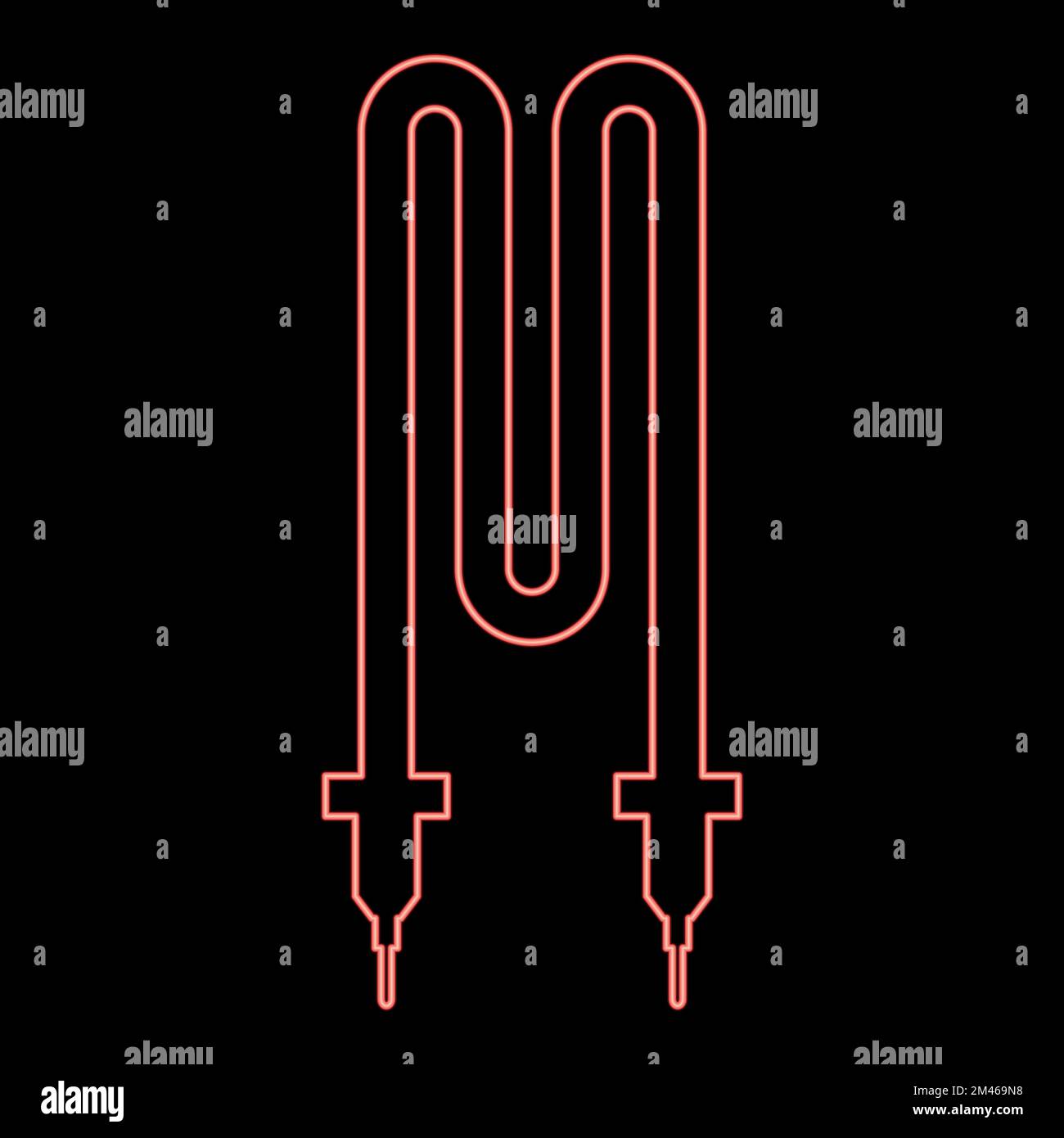 Neon thermisches elektrisches Heizelement rote Farbvektordarstellung Bild flache Leuchte Stock Vektor