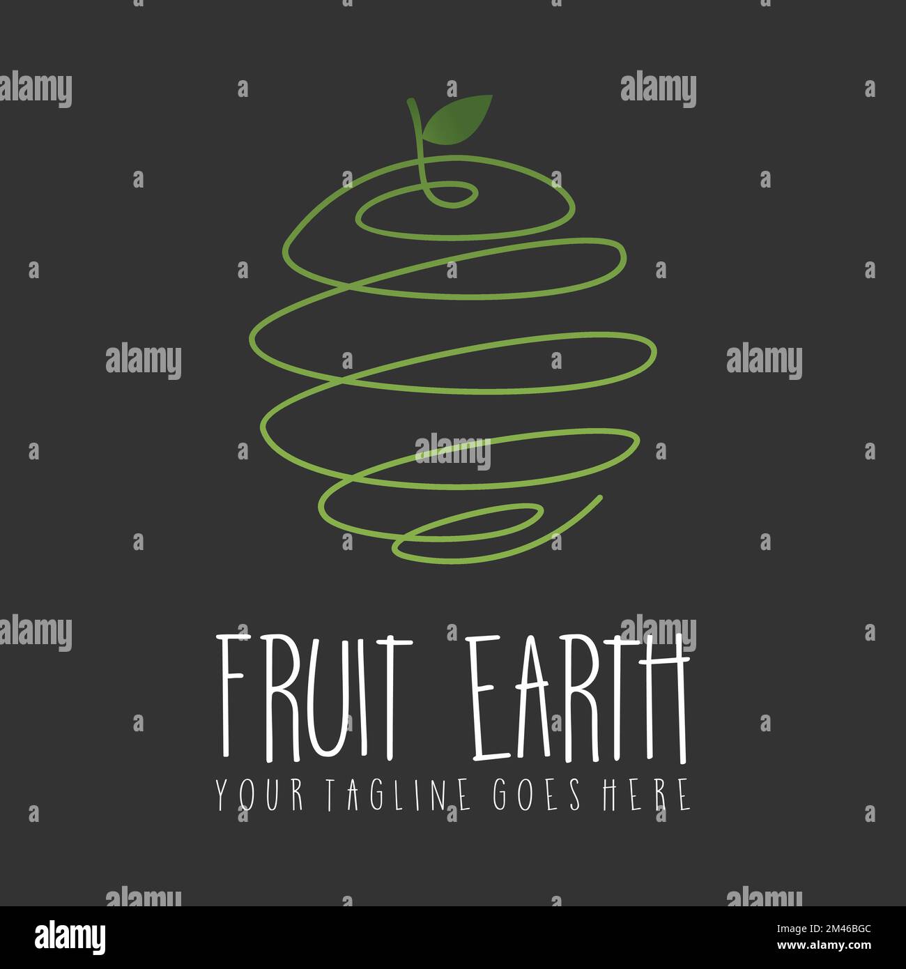 Obst und runde Erde in der Linie Grafik Symbol Logo Design abstraktes Konzept Vektormaterial. Kann als Symbol für Fresh verwendet werden. Stock Vektor