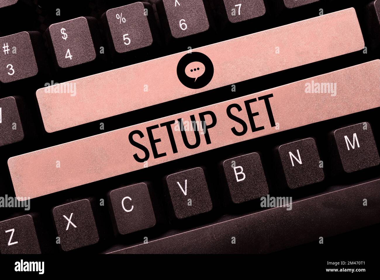 Inspiration mit dem Schild „Setup Set“. Konzeptfoto die Art, Position oder Richtung, in der etwas eingestellt ist Stockfoto