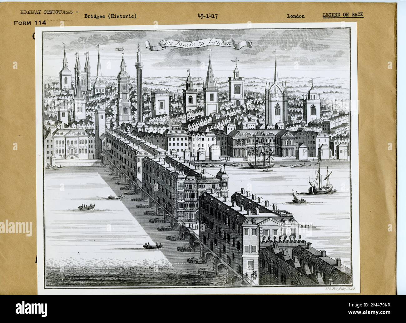 London Bridge. Originaltitel: Von "Historical Showplates, in denen die herausragenden Brücken aus allen vier Teilen der Welt besonders jedoch. Die komplette Dresden, Elbe, Brücke usw. von Carl Christian Schramm. Bundesstaat London. Stockfoto