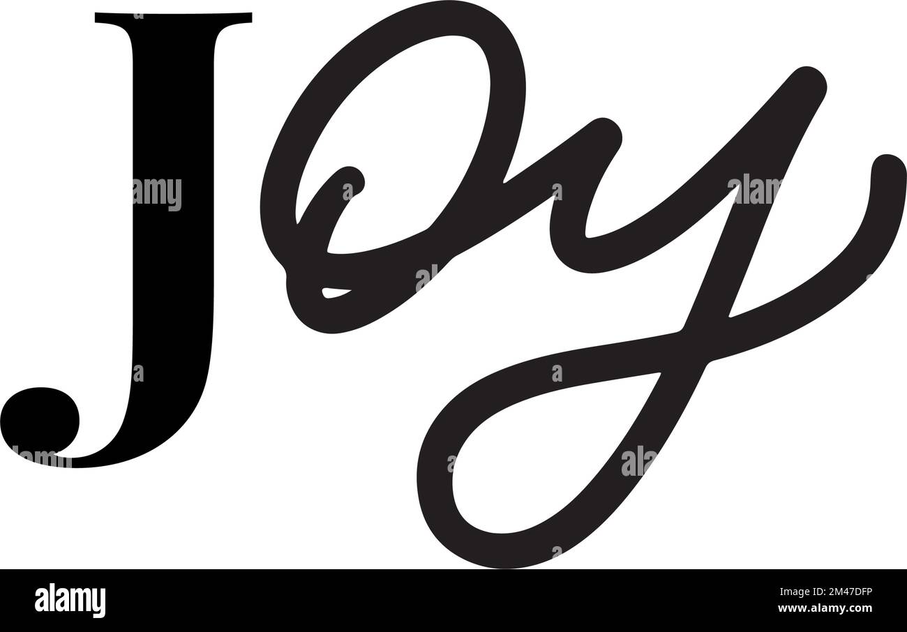 Joy Textvektor mit einer eleganten Typografie geschrieben Stock Vektor