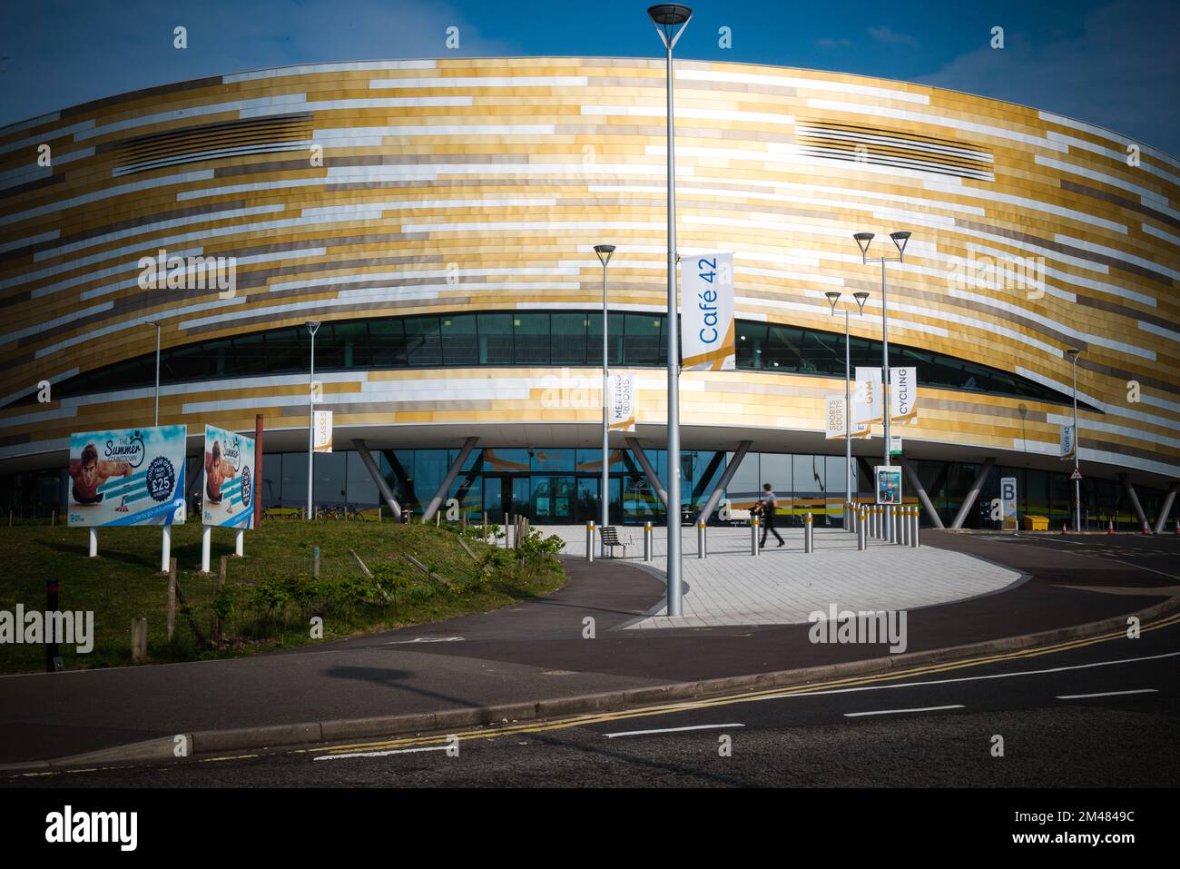 Velodrome Arena, Pride Park, Derby, Derbyshire an einem Sommertag. Stockfoto