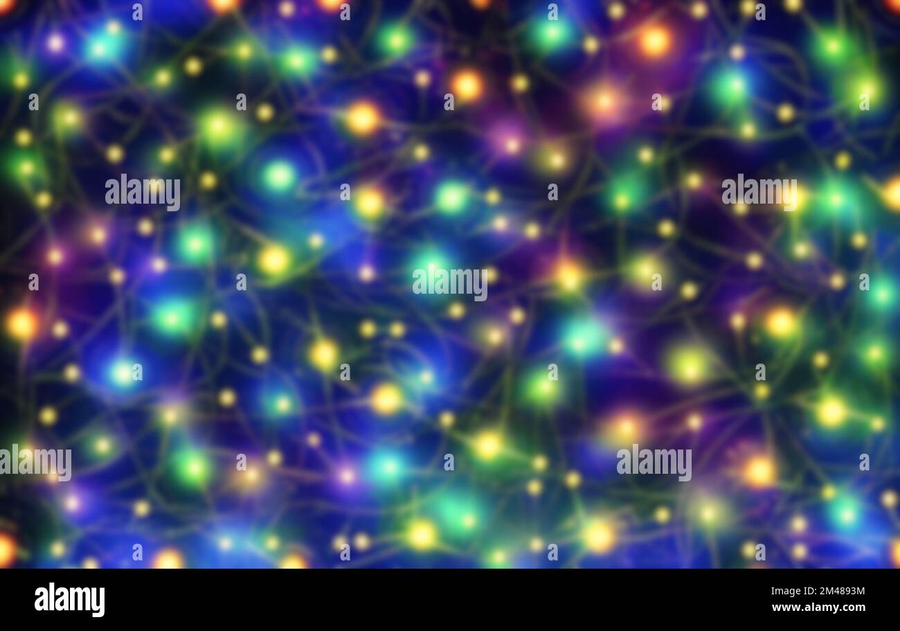 Blurry Christmas lights out des Fokus Hintergrund. Stockfoto