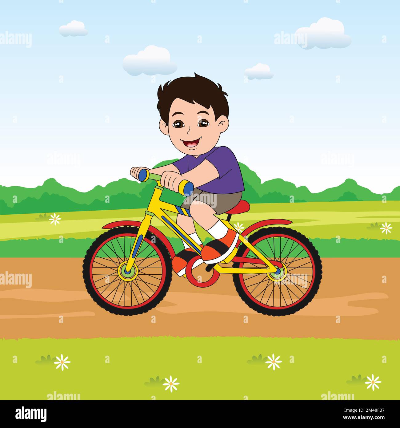 Junge, der fahrrad fährt Stock-Vektorgrafiken kaufen - Alamy