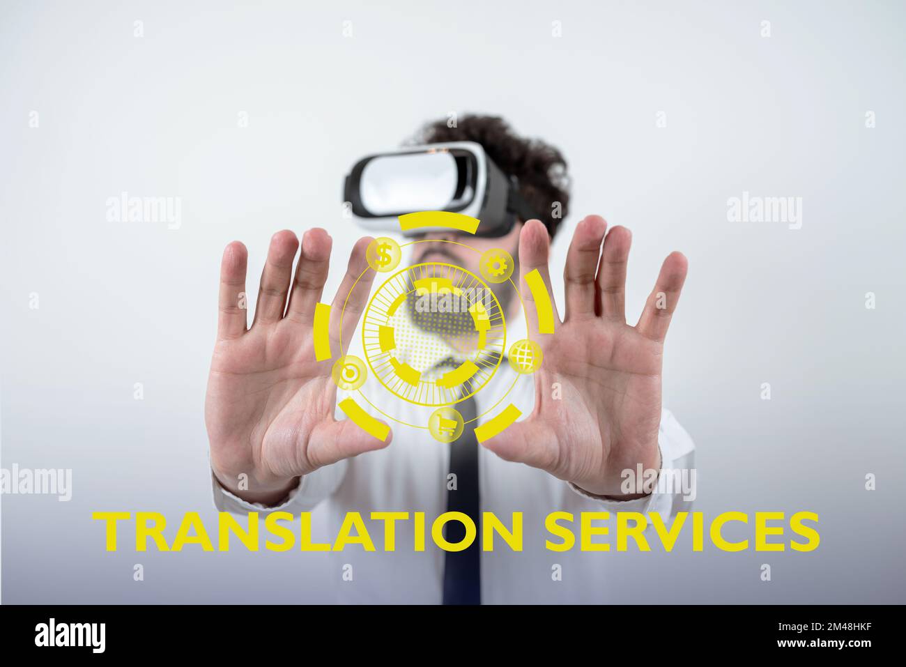 Texttitel, der Übersetzungsservices präsentiert. Konzept bedeutet Organisation, die Menschen die Möglichkeit gibt, Sprache zu übersetzen Stockfoto