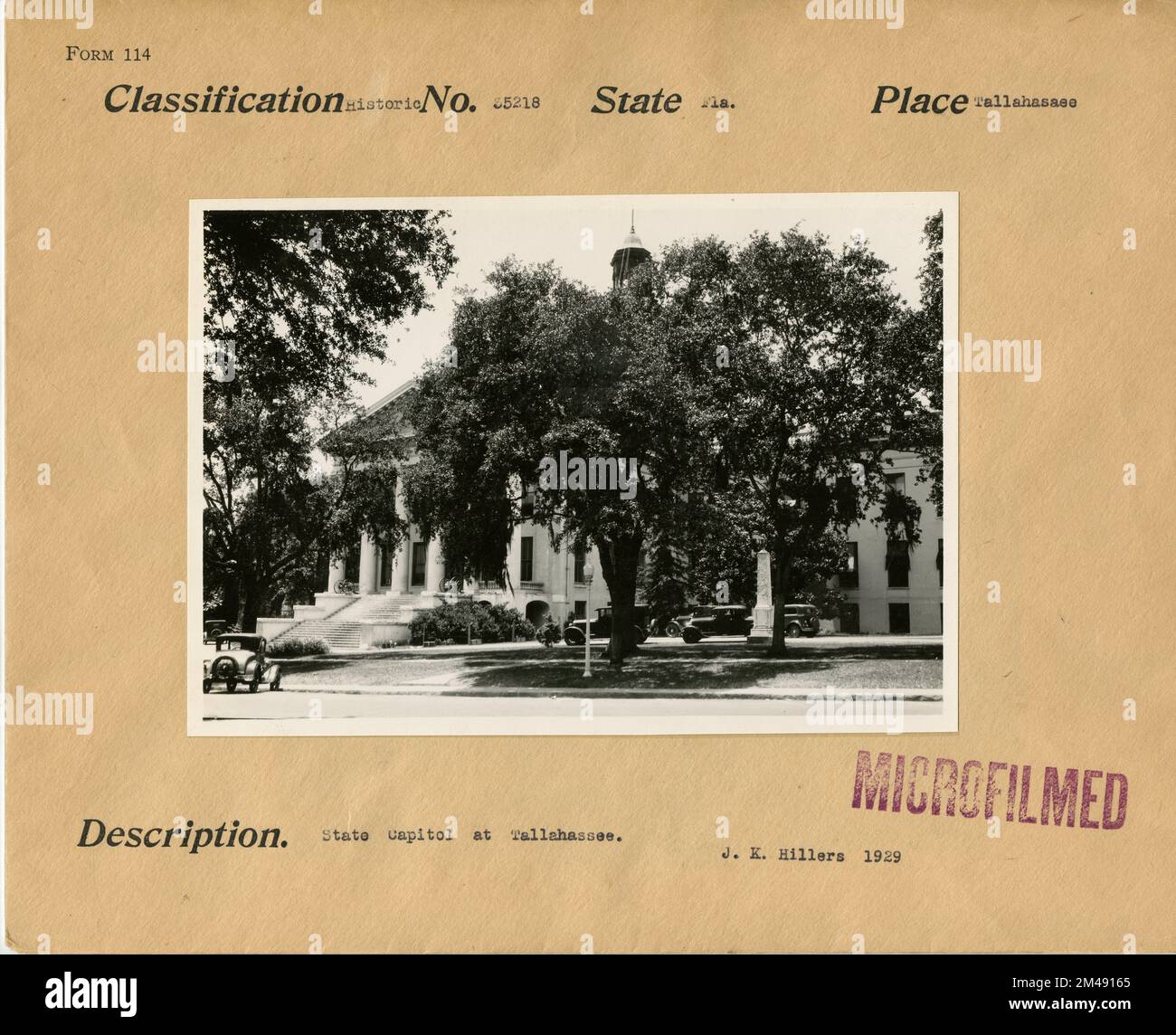 State Capitol in Tallahassee. Originaltitel: State Capitol in Tallahassee. J. K. Hillers 1929. Staat: Florida Ort: Tallahassee. Stockfoto