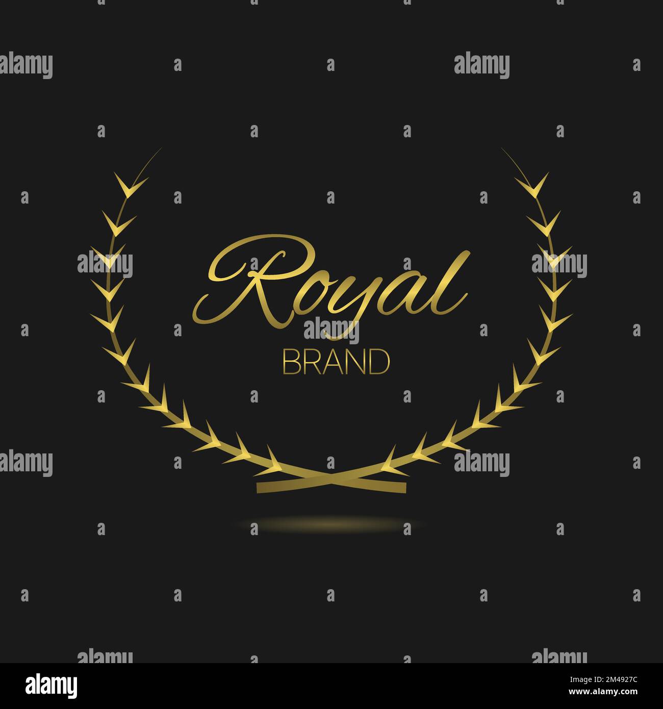 Königliche Marke Goldener Lorbeerkranz Vektoretikett Stock Vektor