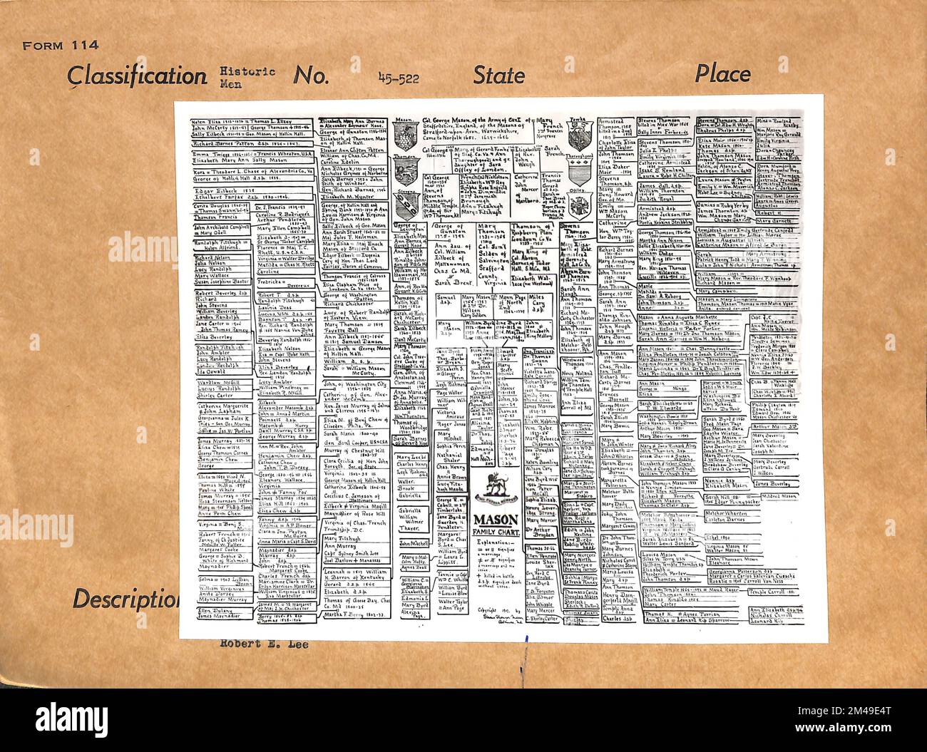 Robert E. Lee Mason Familienkarte. Nicht definiert. Stockfoto