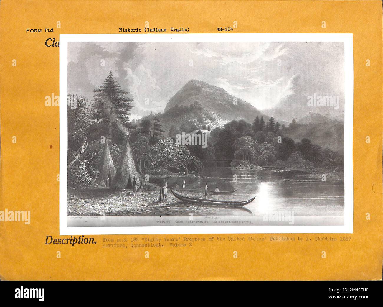 Blick auf den oberen Mississippi. Originalüberschrift: Von Seite 182 „Eighty Years“ Progress of the United States“, veröffentlicht von L. Stebbins 1867 Hartford Connecticut. Band 2. Stockfoto