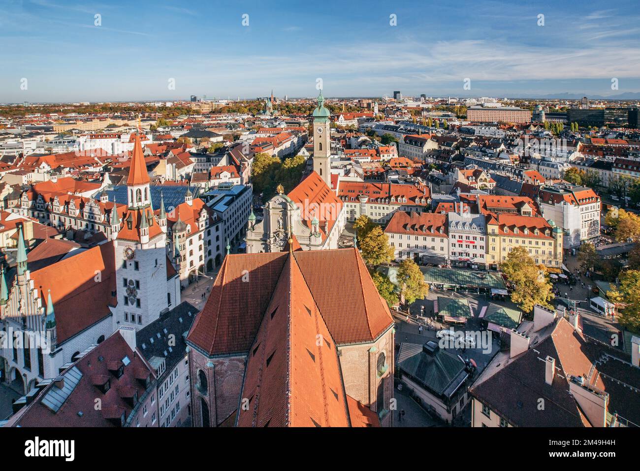 Blick auf die Altstadt mit Altstadthaus und Heiliger Geist, München, Oberbayern, Bayern, Deutschland Stockfoto