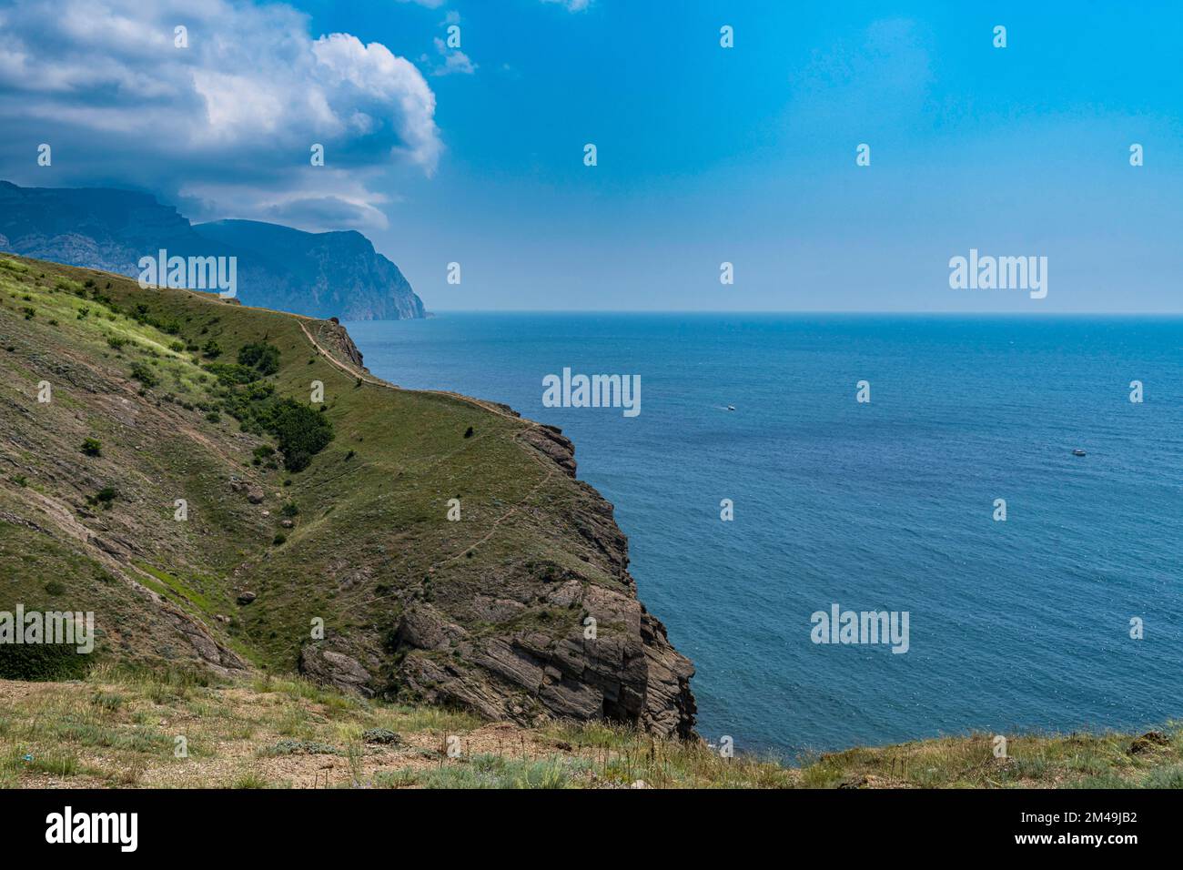 Luftlinie der Küste um Balaklava, Krim, Russland Stockfoto