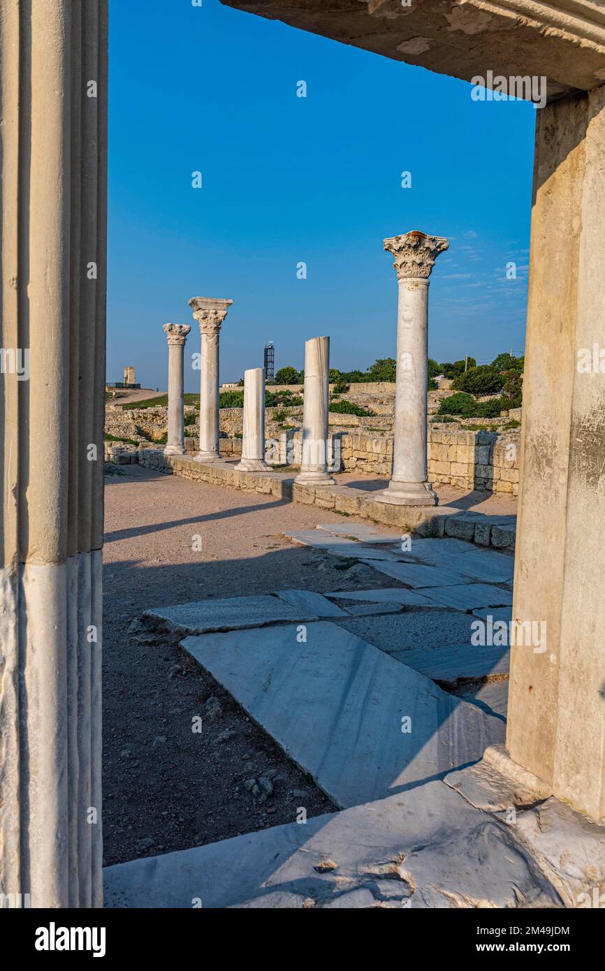 UNESCO-Weltkulturerbe, antike Chersonesos, Sewastopol, Krim, Russland Stockfoto