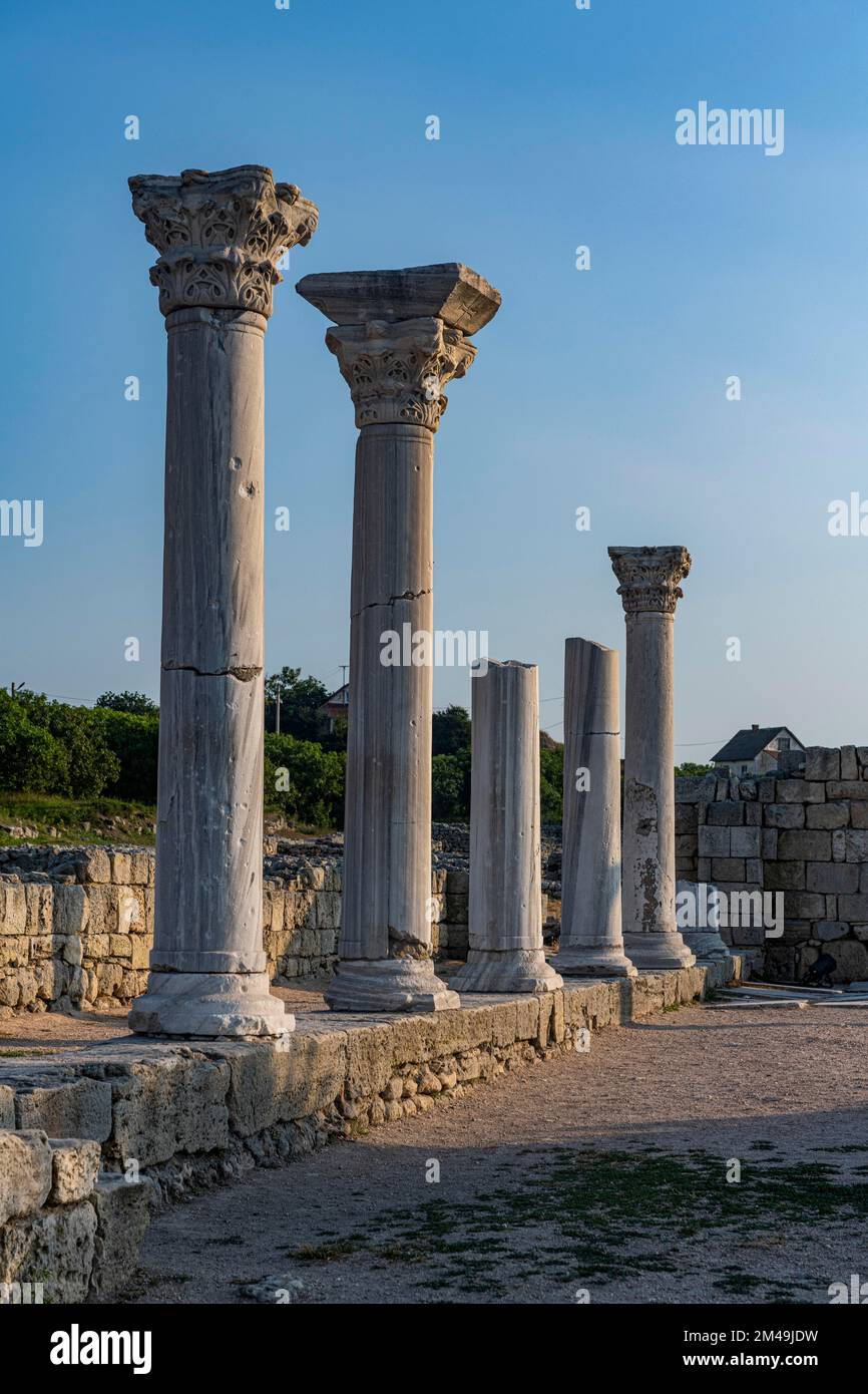 UNESCO-Weltkulturerbe, antike Chersonesos, Sewastopol, Krim, Russland Stockfoto