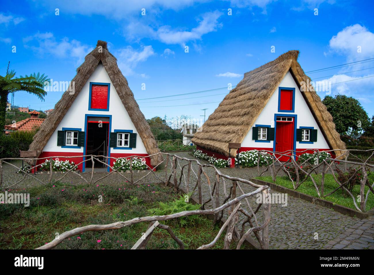 Traditionelles Strohhaus in Santana, Casa de Colmo, Madeira Island, Portugal Stockfoto