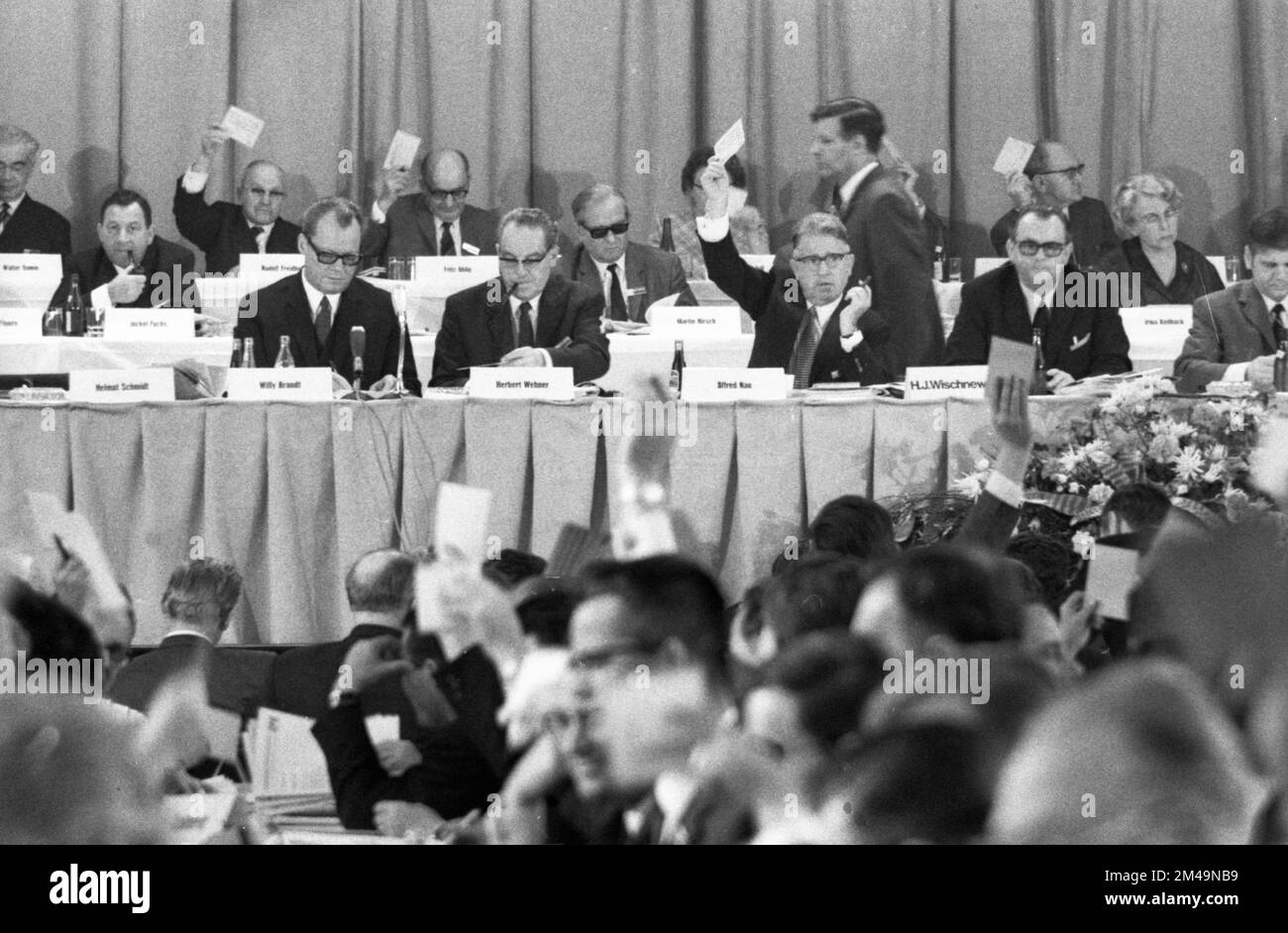 Unter dem Motto Erfolg, Stabilität, Reformen veranstaltete das EPPD am 16-18. April 1969 in Bad Godesberg seinen Parteikongress Stockfoto