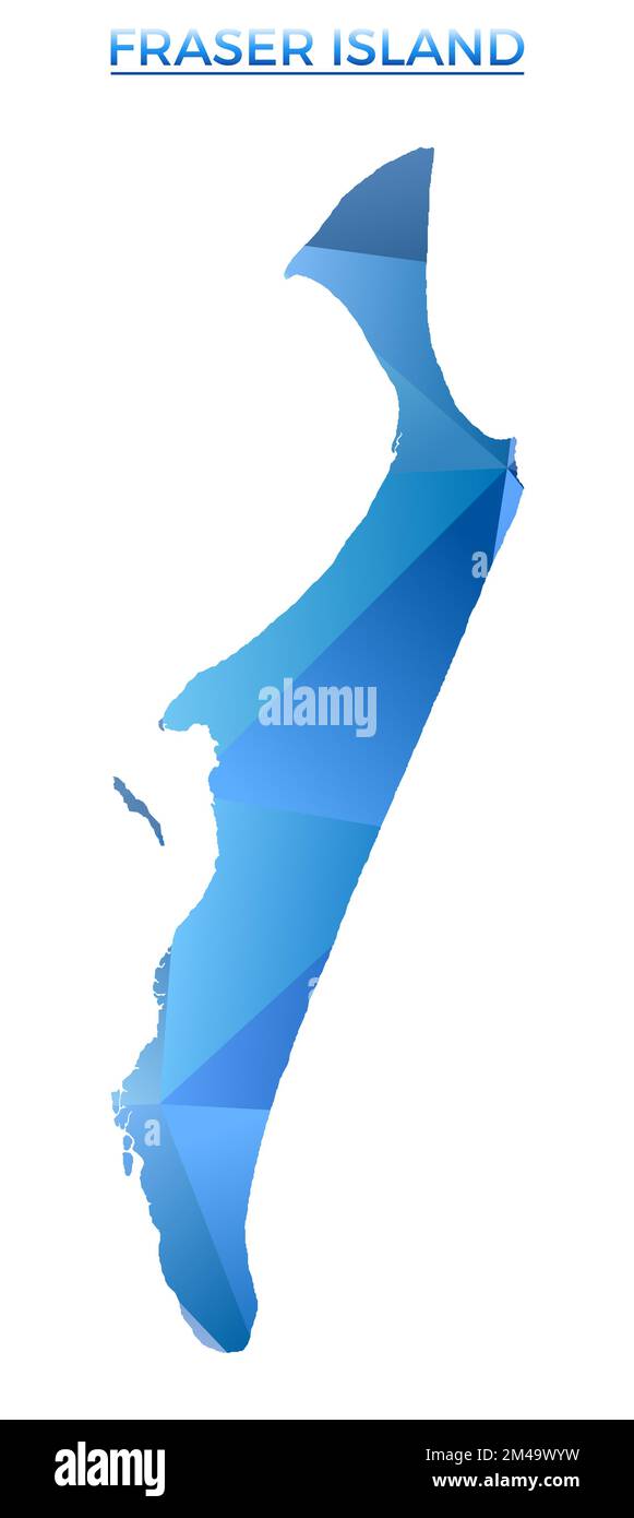 Polygonale Vektorkarte von Fraser Island. Lebendige geometrische Insel mit niedrigem Poly-Stil. Stilvolle Illustration für Ihre Infografiken. Technologie, Internet, Netz Stock Vektor