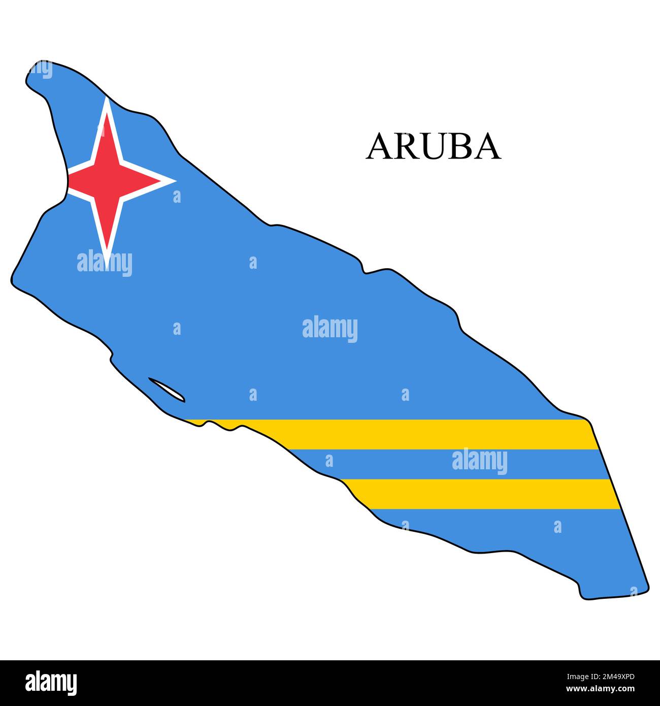 Aruba-Kartenvektordarstellung. Weltwirtschaft. Berühmtes Land. Südamerika. Lateinamerika. Amerika. Stock Vektor