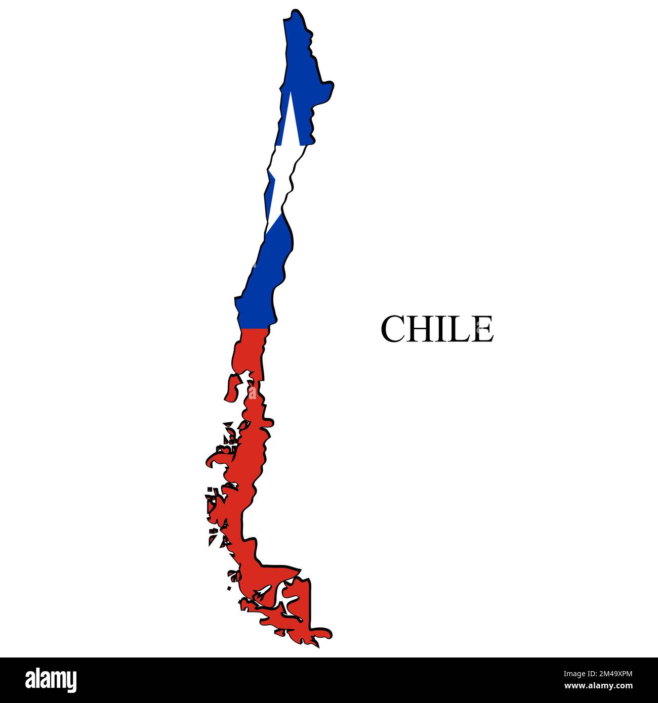 Darstellung des Kartenvektors Chile. Weltwirtschaft. Berühmtes Land. Südamerika. Lateinamerika. Amerika. Stock Vektor