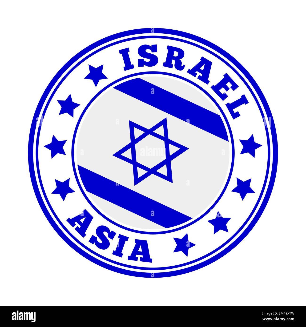 Israel unterschreibt. Rundes Länderlogo mit israelischer Flagge. Vektordarstellung. Stock Vektor