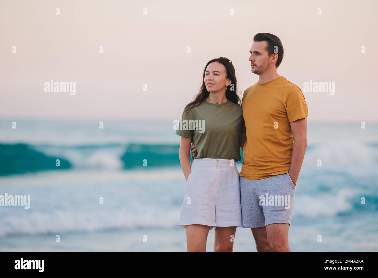 Ein junges Paar auf dem Strandurlaub in Florida Stockfoto