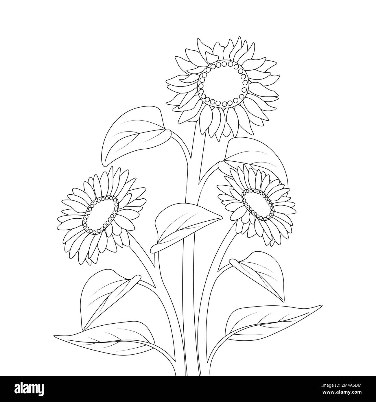 Kinder Sonnenblumen-Malstift Zeichnung mit Vektordesign und Bleistiftskizze Stock Vektor