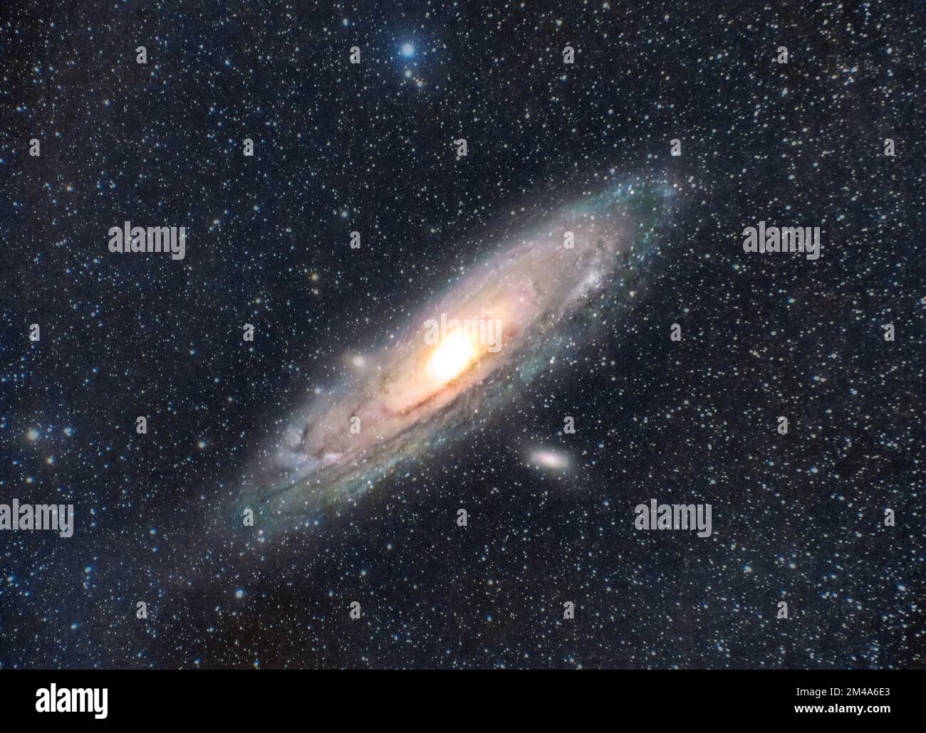 Eine andromeda-Galaxie, umgeben von Sternen Stockfoto