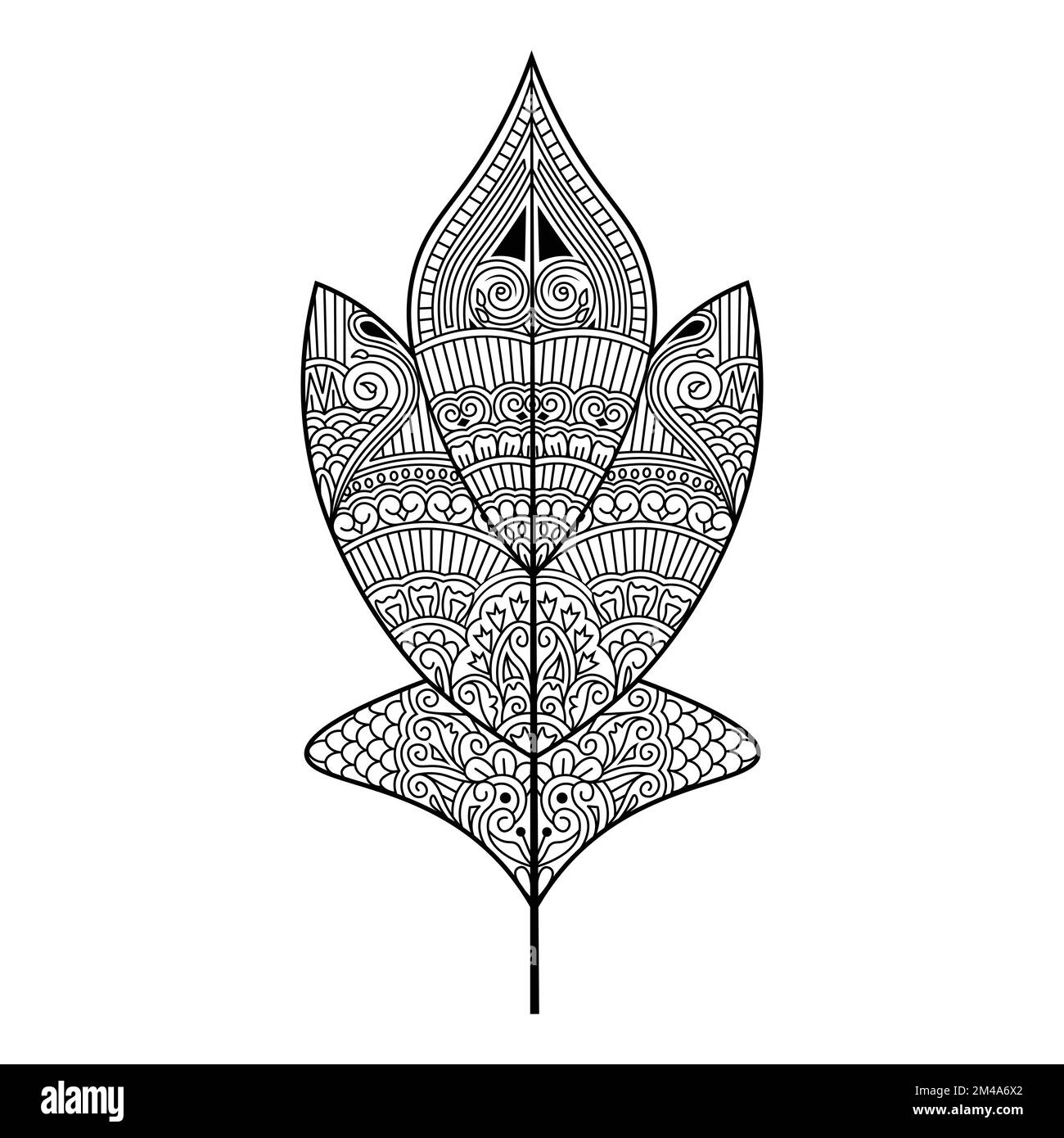 zentangle Leaf Hintergrund Linienfarbe Seite mit einfachen Skizzen handgezeichnetes Design Stock Vektor