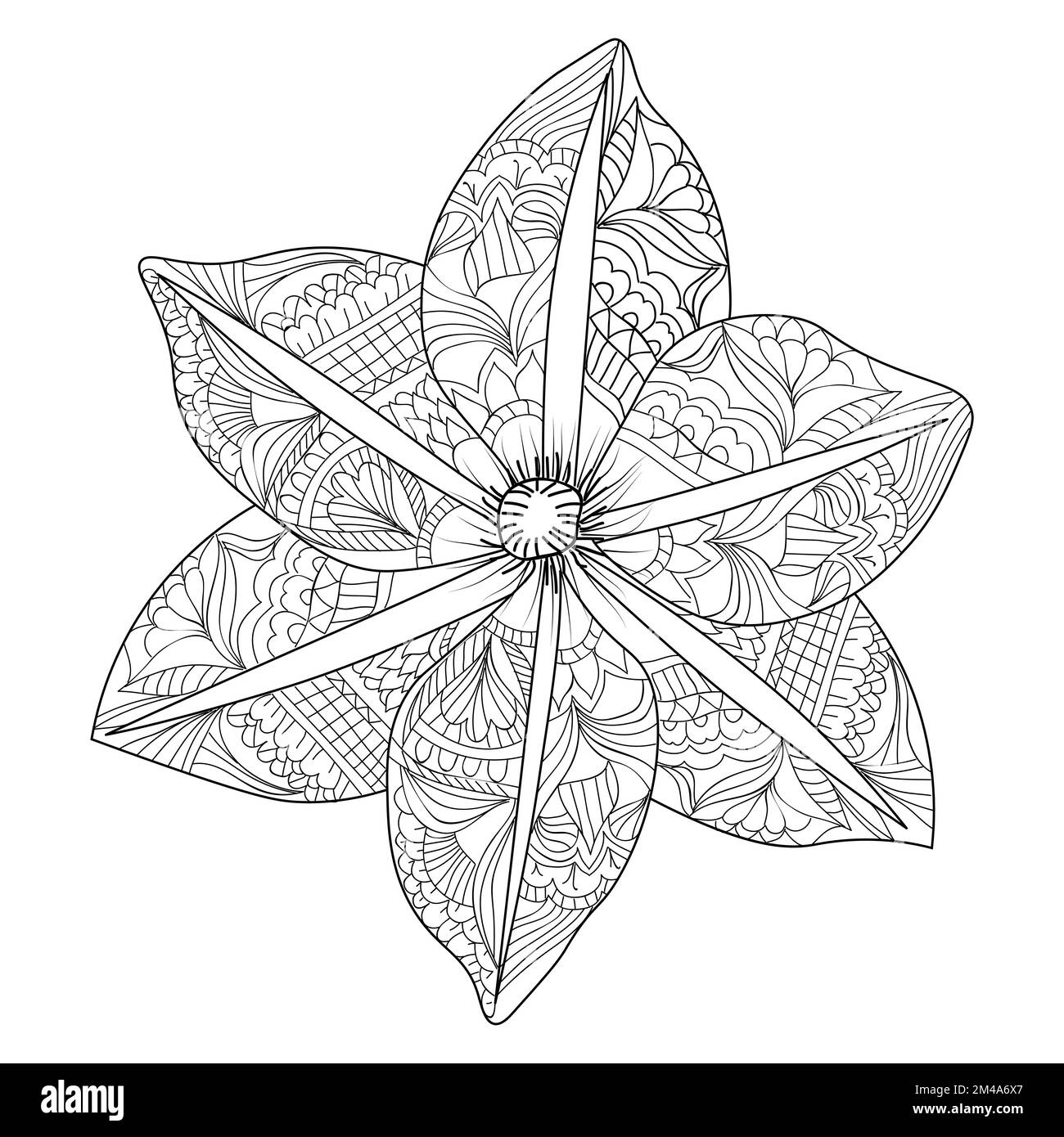 zentangle Doodle Style Art dekorativer Blumenhintergrund zum Ausmalen von Seiten mit einfachen Skizzen für Erwachsene Stock Vektor
