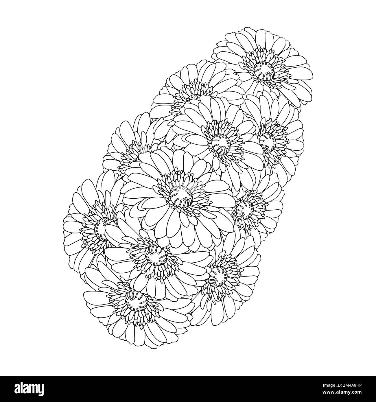 Malseite mit blumenmotiv und Doodle-Art-Design in detaillierter Vektorgrafik Stock Vektor