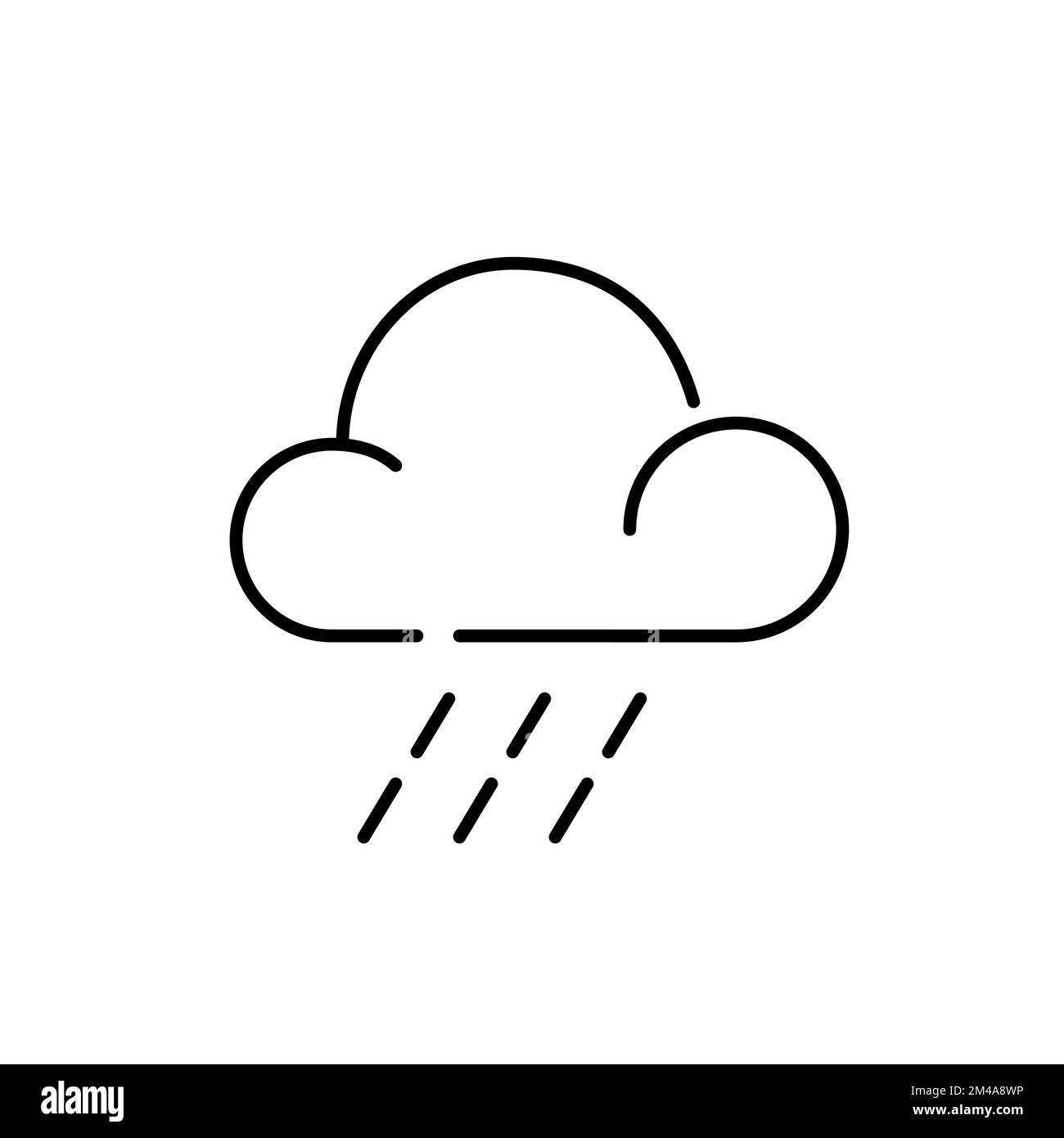 Heftiger Regen aus der Wolke. Wettervorhersage. Pixelgenaue, bearbeitbare Kontur einfaches Symbol Stock Vektor