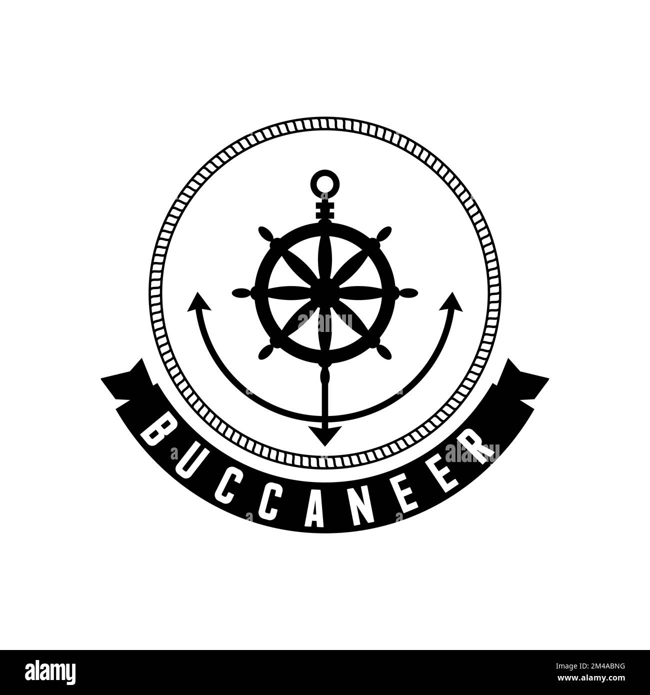 Klassischer Bootsanker, Seil und Ruder Bild grafisches Symbol Logo Design abstraktes Konzept Vektormaterial. Symbol, das dem Seemann zugeordnet ist. Stock Vektor