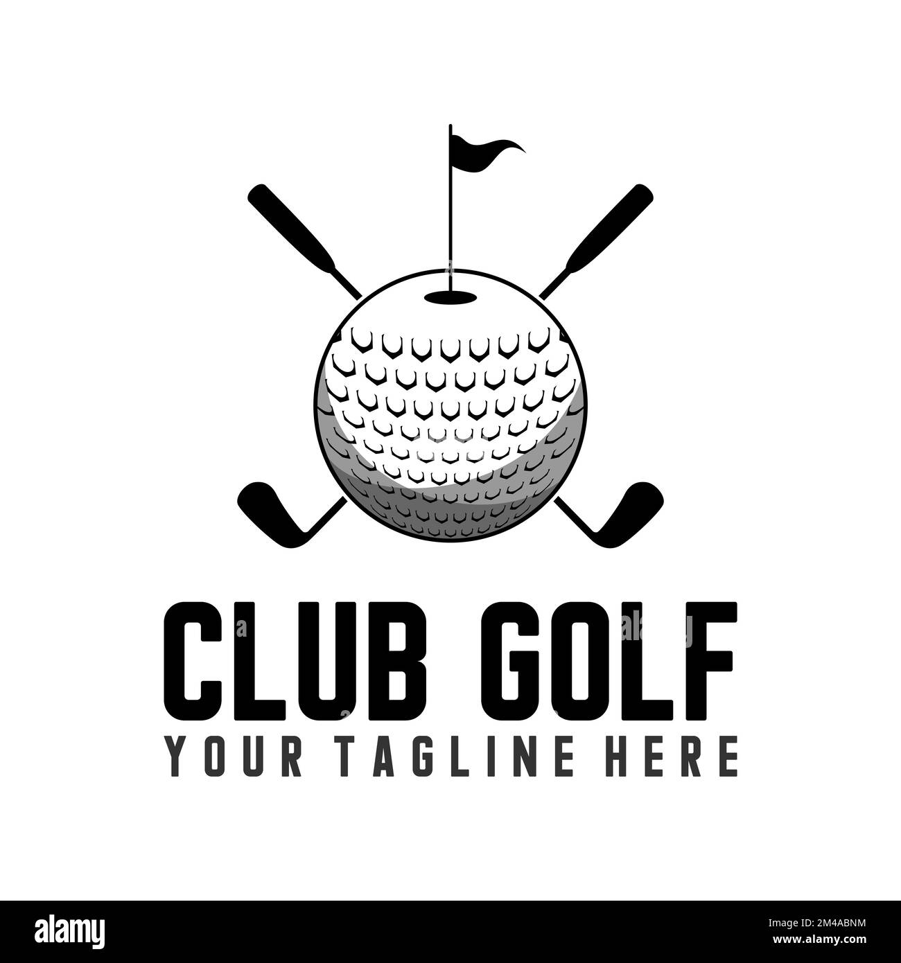 Ausrüstung für Golfspiele wie Stick, Ball und Flaggen Grafik Symbol Logo Design abstraktes Konzept Vektormaterial. Symbol für Sport Stock Vektor