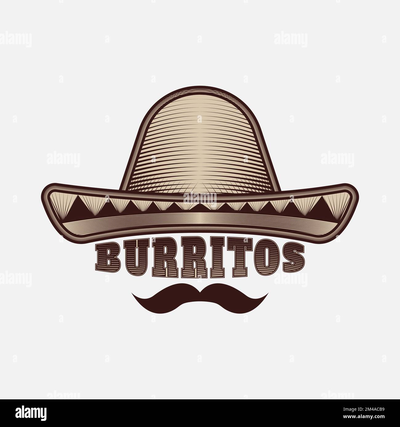 Cowboy hat Burritos Vector Logo Design Vintage. Stock Vektor