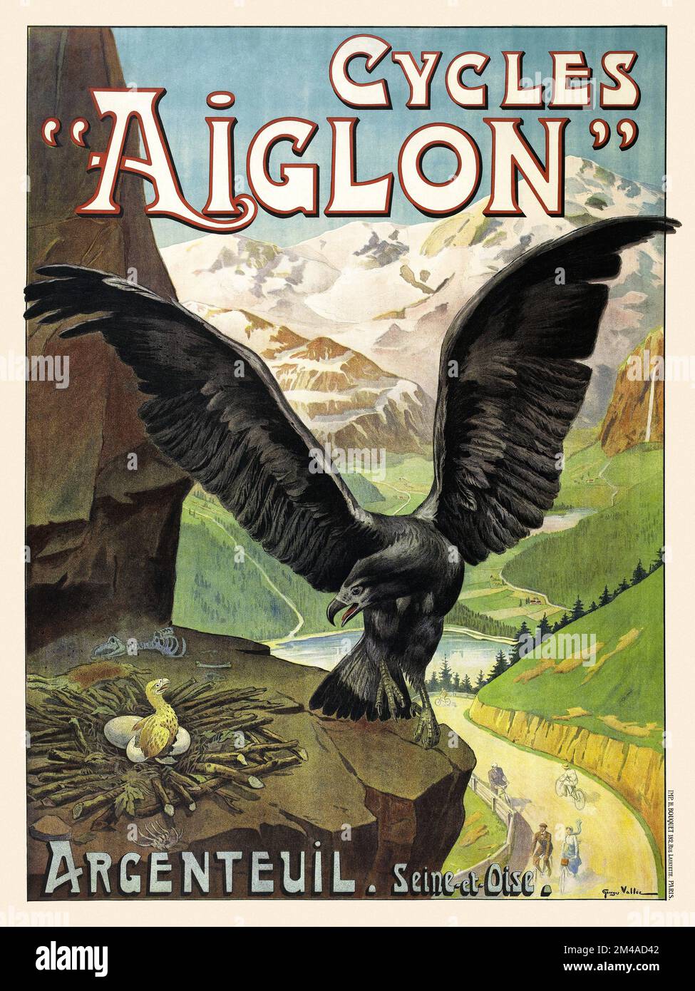 Zyklen Aiglon. Argenteuil seine et Oise von Georges Auguste Vallée (Datum unbekannt). Poster wurde 1900 in Frankreich veröffentlicht. Stockfoto