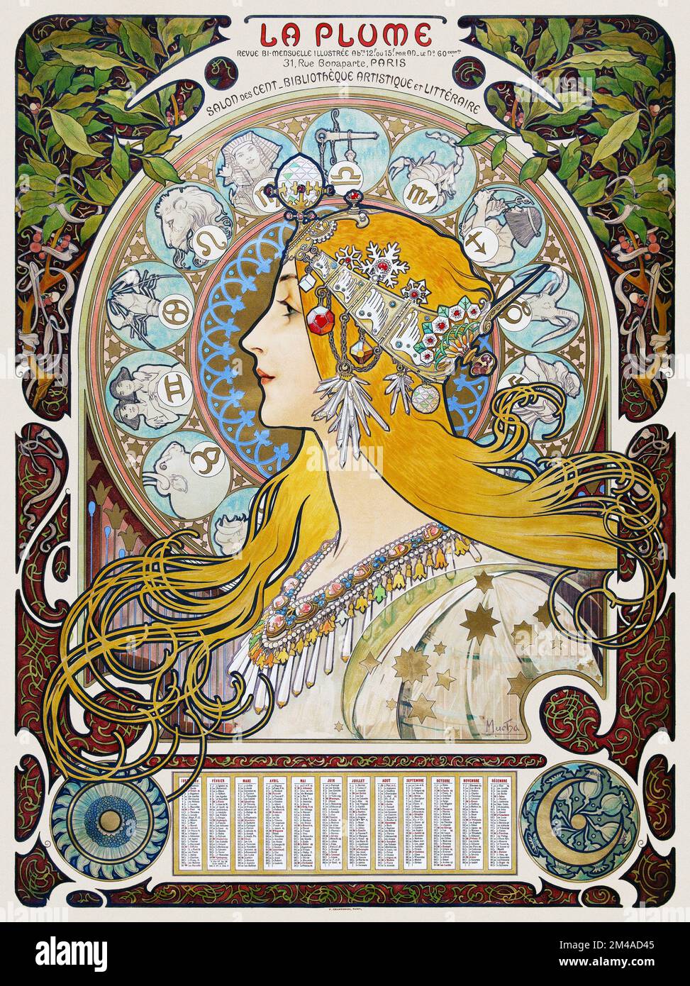 La Plume. Revue bi-mensuelle illustré von Alphonse Mucha (1860-1939). Veröffentlicht 1896 in Frankreich. Stockfoto