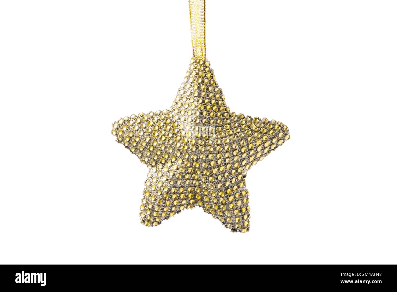 Weihnachtsbaum, goldener, glänzender Stern, Weihnachtsdekoration Stockfoto