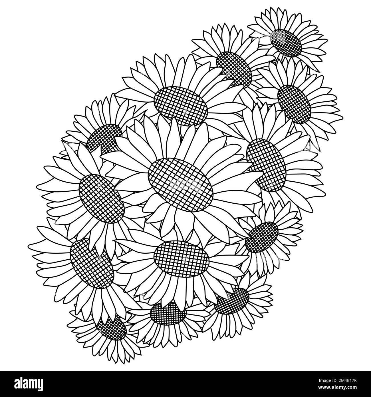 Sonnenblumenvektor der Farbseite Doodle Bleistiftlinie zeichnen blühende Blume Stock Vektor