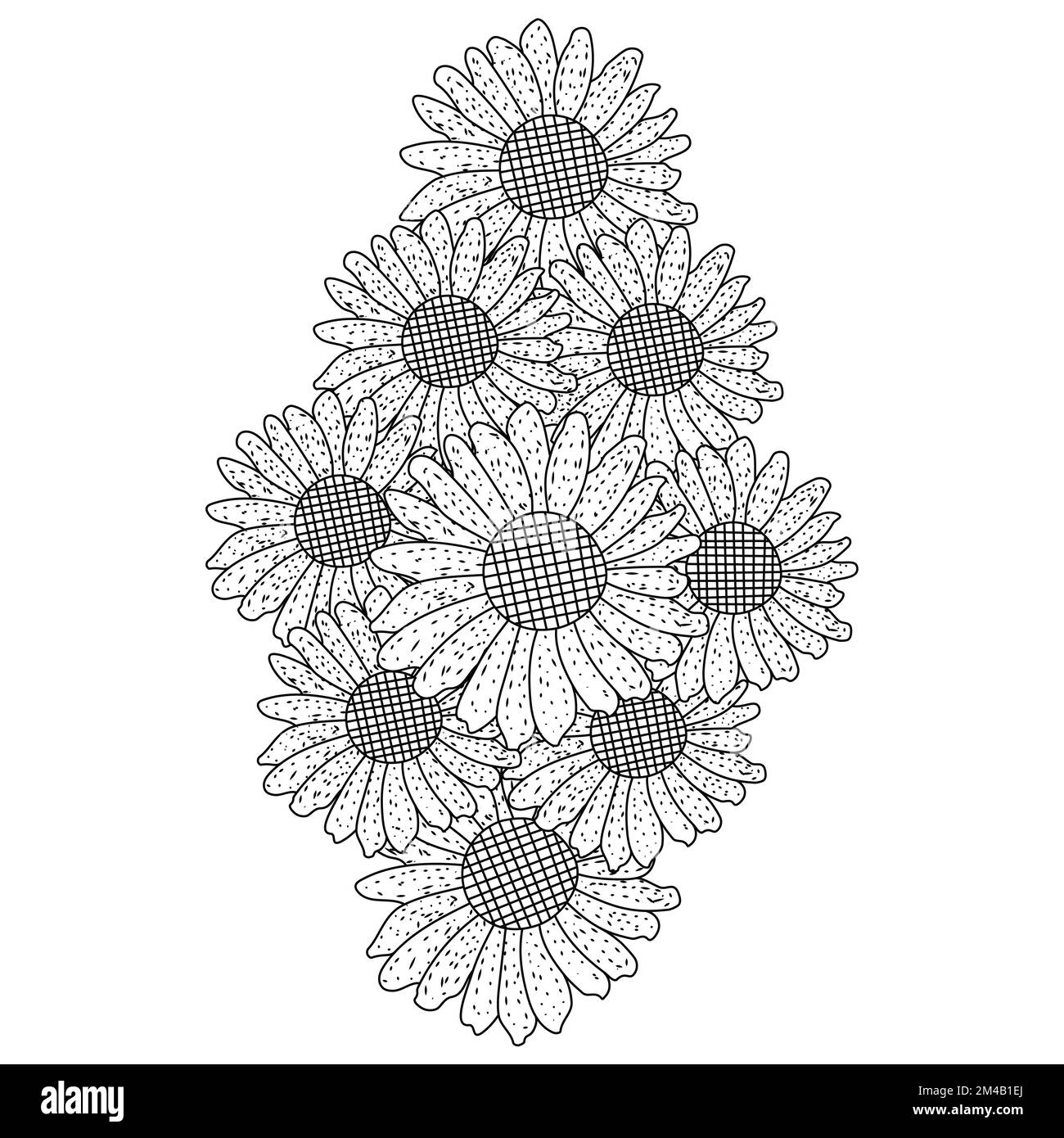 Sonnenblumenvektor der Farbseite Doodle Bleistiftlinie zeichnen blühende Blume Stock Vektor