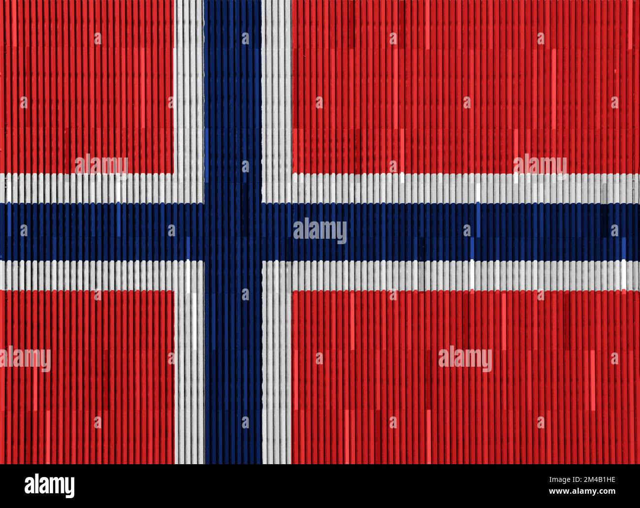 Norwegische Flagge auf strukturiertem Hintergrund. Konzeptcollage. Stockfoto