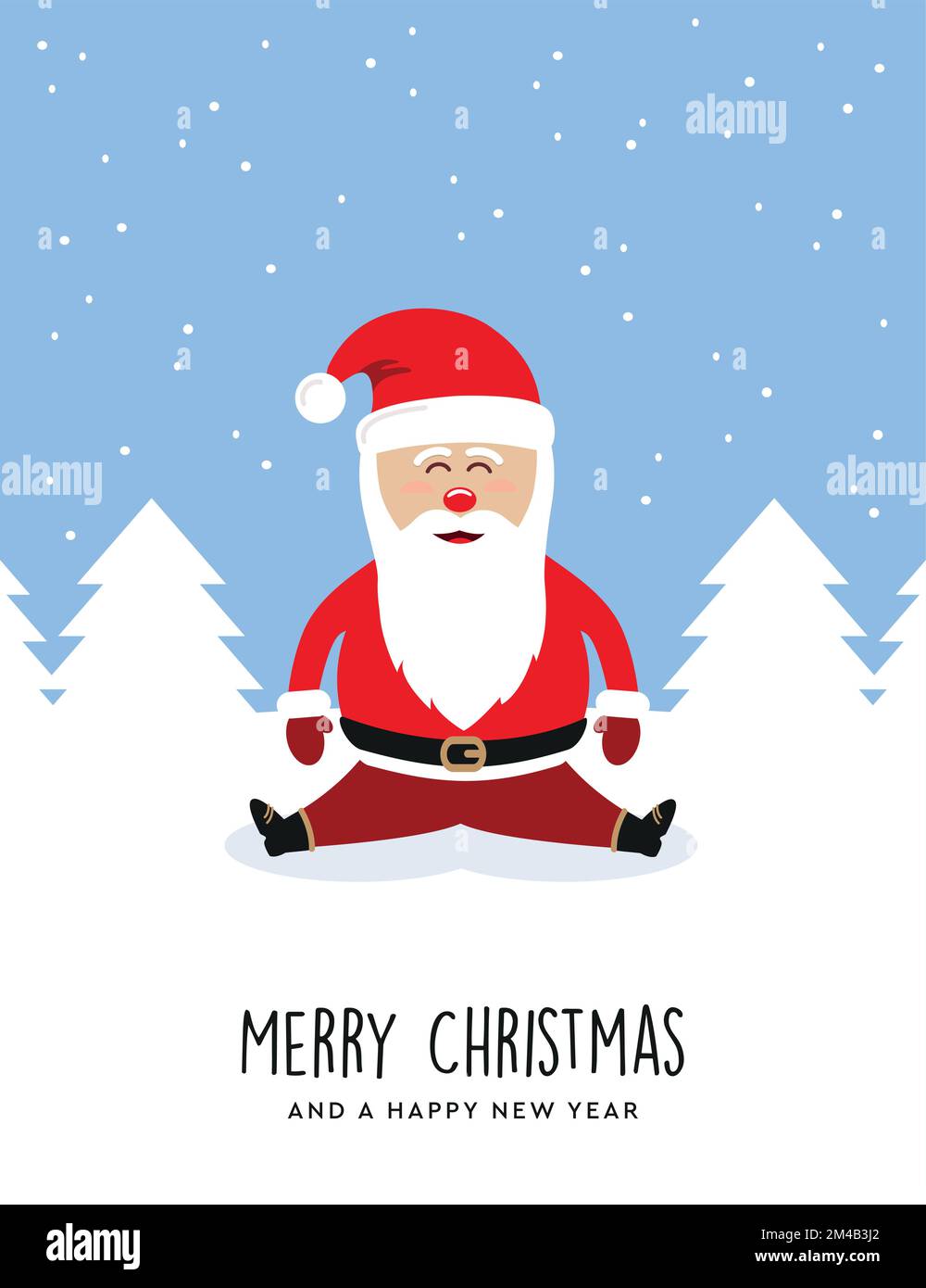 weihnachtsgrußkarte mit weihnachtsmann auf Winterlandschaft Stock Vektor