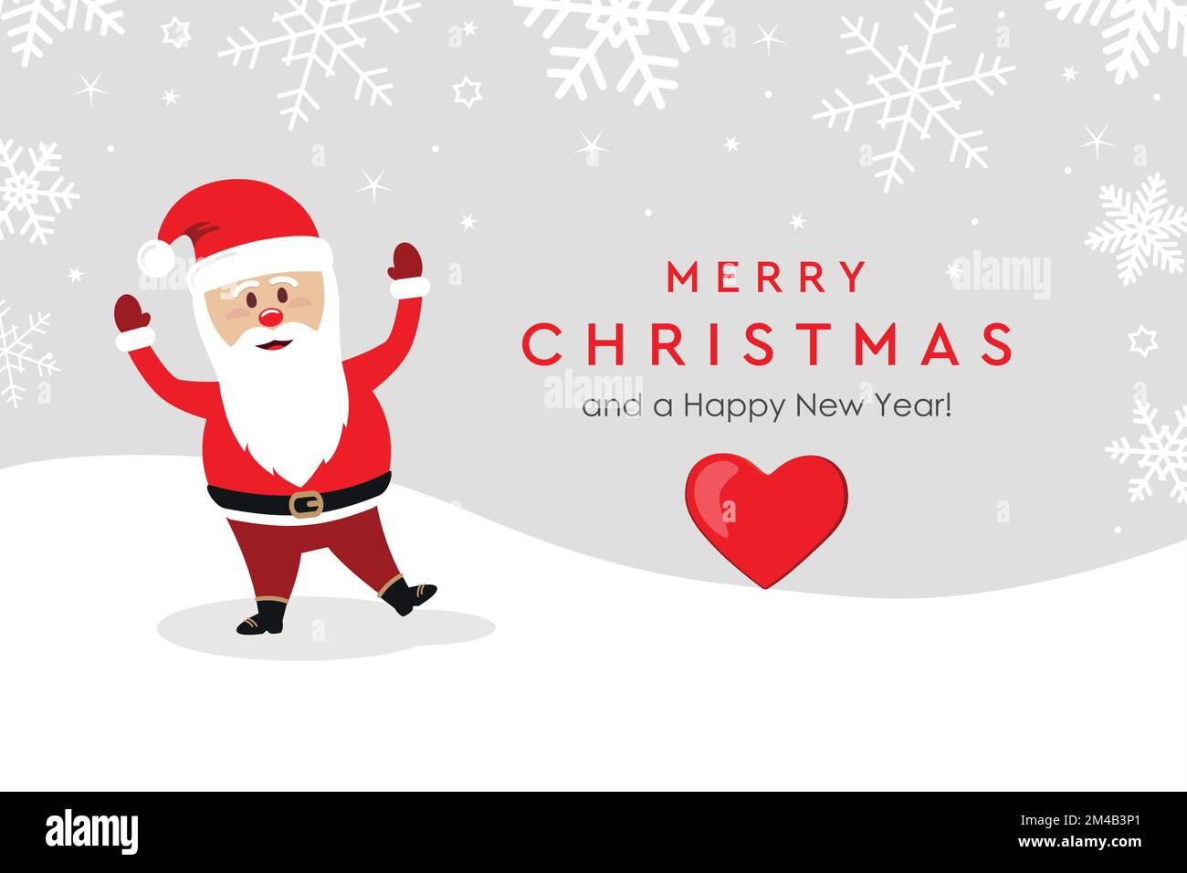 weihnachtsgrußkarte mit niedlichem weihnachtsmann auf verschneitem Hintergrund Stock Vektor