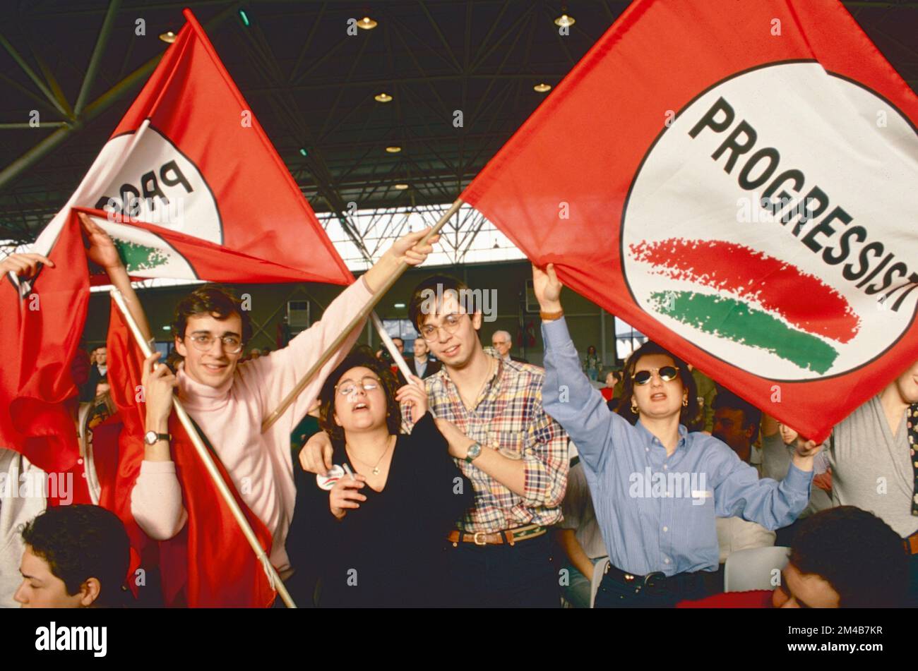 Junge Demonstranten der politischen Bewegung Progressisti, Rom, Italien 1990er Stockfoto