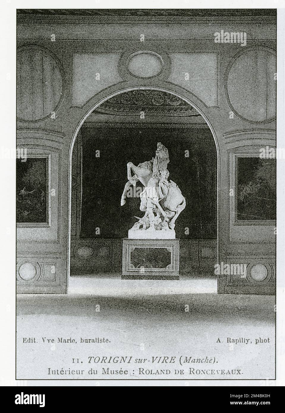 Le château de Torigni-sur-Vire. UN plâtre de Arthur Le Duc, la Mort de Roland à Roncevaux. Stockfoto