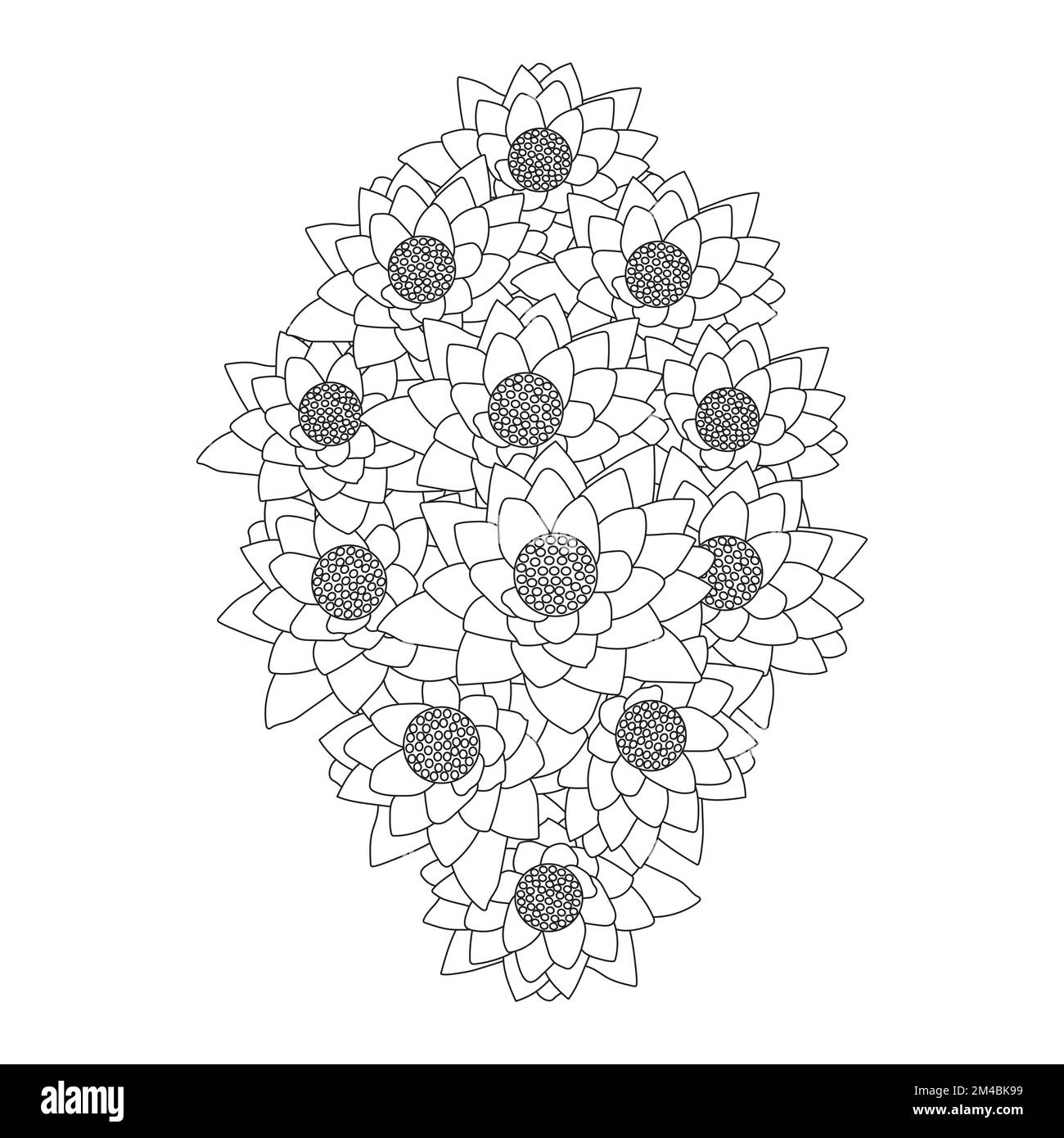 Wasserlilie Blütenfärbung Seite der Einfachheit künstlerisch gezeichnet mit Blütenblüte auf isoliertem Hintergrund Stock Vektor